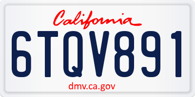 CA license plate 6TQV891