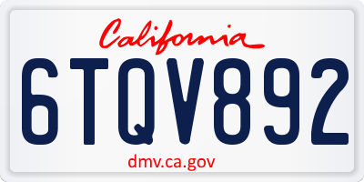 CA license plate 6TQV892
