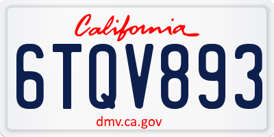 CA license plate 6TQV893