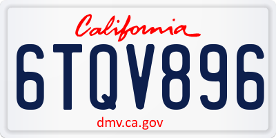 CA license plate 6TQV896