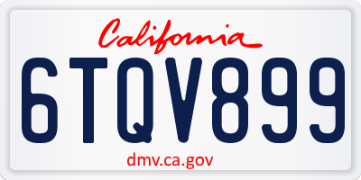 CA license plate 6TQV899