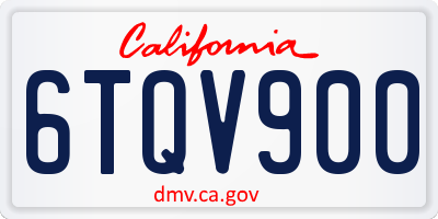 CA license plate 6TQV900