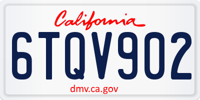 CA license plate 6TQV902