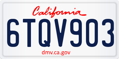 CA license plate 6TQV903