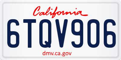 CA license plate 6TQV906