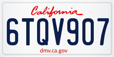CA license plate 6TQV907
