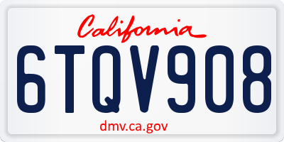 CA license plate 6TQV908