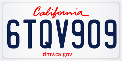 CA license plate 6TQV909