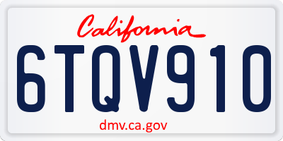 CA license plate 6TQV910