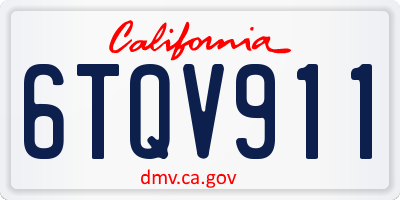 CA license plate 6TQV911