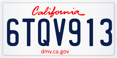 CA license plate 6TQV913