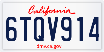 CA license plate 6TQV914