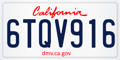 CA license plate 6TQV916