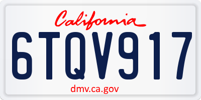 CA license plate 6TQV917