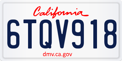 CA license plate 6TQV918