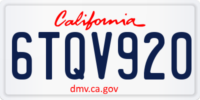 CA license plate 6TQV920