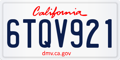 CA license plate 6TQV921