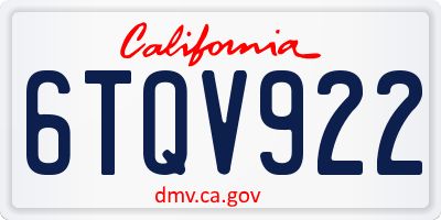 CA license plate 6TQV922
