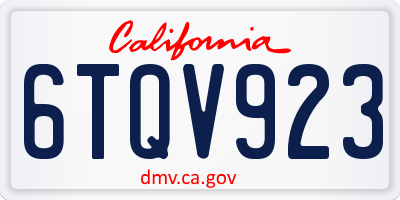 CA license plate 6TQV923