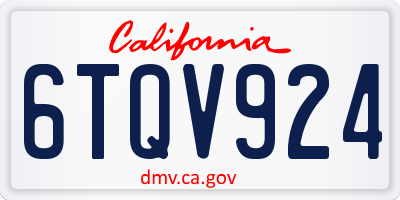 CA license plate 6TQV924