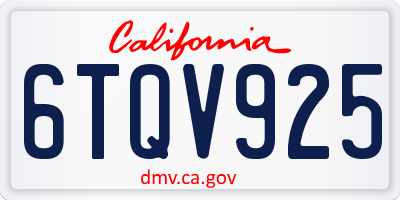 CA license plate 6TQV925