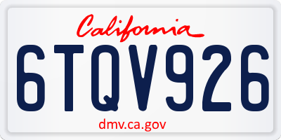 CA license plate 6TQV926