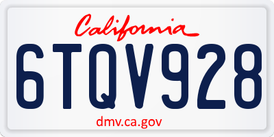 CA license plate 6TQV928