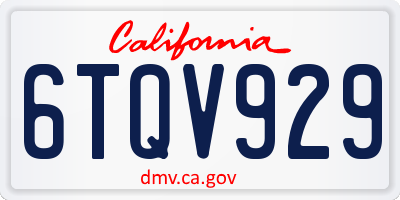 CA license plate 6TQV929