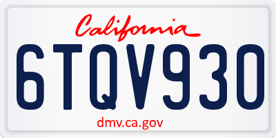 CA license plate 6TQV930