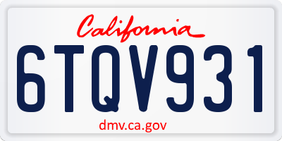CA license plate 6TQV931
