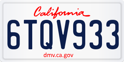 CA license plate 6TQV933