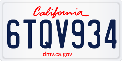 CA license plate 6TQV934