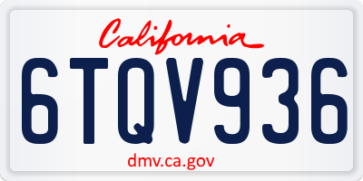 CA license plate 6TQV936