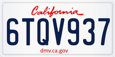 CA license plate 6TQV937