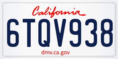 CA license plate 6TQV938