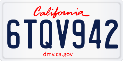 CA license plate 6TQV942