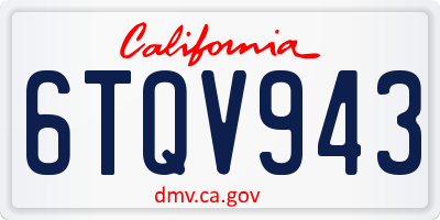 CA license plate 6TQV943