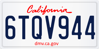 CA license plate 6TQV944