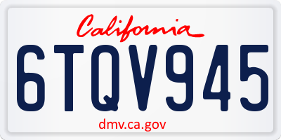 CA license plate 6TQV945