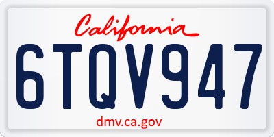 CA license plate 6TQV947