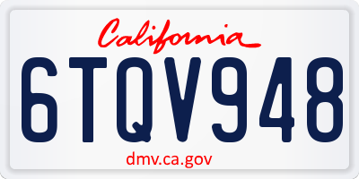 CA license plate 6TQV948