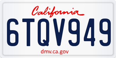 CA license plate 6TQV949