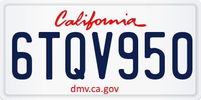 CA license plate 6TQV950