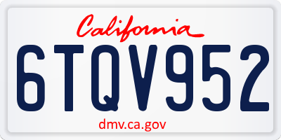 CA license plate 6TQV952