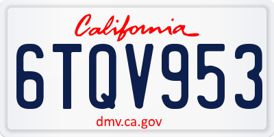 CA license plate 6TQV953