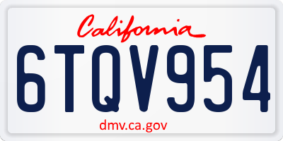 CA license plate 6TQV954