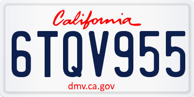 CA license plate 6TQV955