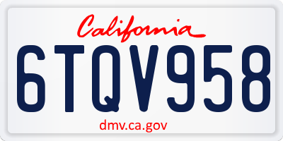 CA license plate 6TQV958