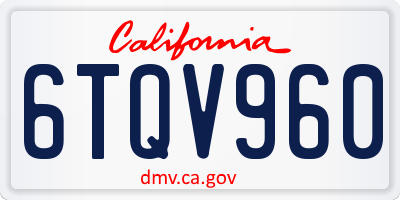 CA license plate 6TQV960