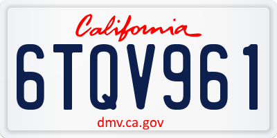 CA license plate 6TQV961